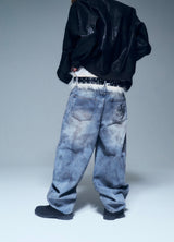 King Logo Slub Denim Buggy Pants
