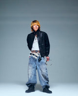 King Logo Slub Denim Buggy Pants