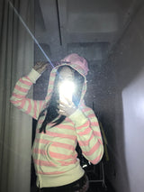 Cross Patch Striped Zip Hoodie