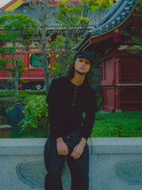 Layered Round Stitch waffle Long Tee