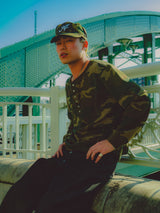 Layered Round Stitch waffle Long Tee