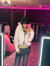 Fur Hooded Zip-Up Knit