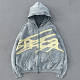 genzai大徽標拉鍊連帽衫