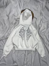 Cross Logo glitter Fur Zip Hoodie