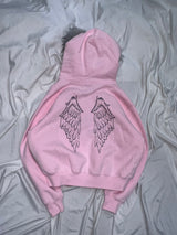 Cross Logo glitter Fur Zip Hoodie