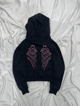 Cross Logo glitter Fur Zip Hoodie