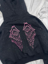 Cross Logo glitter Fur Zip Hoodie