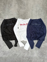 透視蕾絲長袖T恤