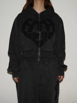 VINTAGE HEART LOGO ZIP HOODIE