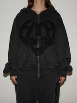 VINTAGE HEART LOGO ZIP HOODIE