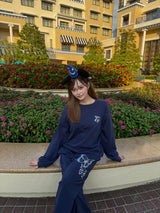 Butterfly logo rhinestone rich sweat pants