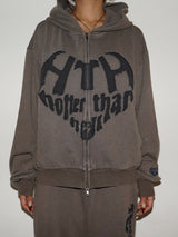 VINTAGE HEART LOGO ZIP HOODIE