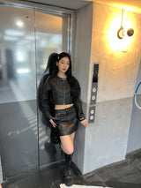 Cropped Fake Leather Jacket