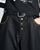 Studs coating BLACK denim pants