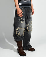 Grunge BORO 铆钉牛仔布