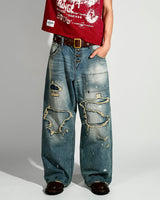Grunge BORO 铆钉牛仔布