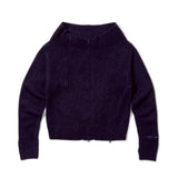 off shoulder zip knit