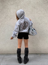 glitter heart logo zip hoodie