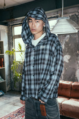 Check hooded shirt