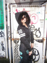 Waist-Defined Fur Zip Hoodie