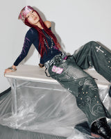 Y2K Denim Printed Buggy Pants