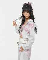 9090girl × umbro Cross Logo Glitter Zip Hoodie