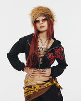 9090girl × umbro Cross Logo Glitter Zip Hoodie