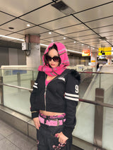 Waist-Defined Fur Zip Hoodie