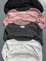 yung logo rhinestone fit ls tee