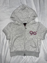 90 Logo Girl Short Sleeve Zip Hoodie