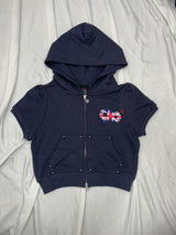 90 Logo Girl Short Sleeve Zip Hoodie