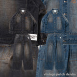 vintage double knee wash denim