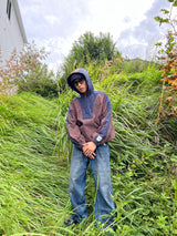 切換尼龍半拉鍊連帽衫