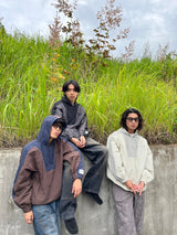 切換尼龍半拉鍊連帽衫