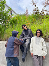 切換尼龍半拉鍊連帽衫