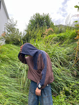 切換尼龍半拉鍊連帽衫