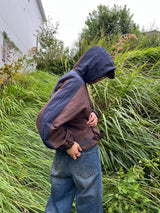 切換尼龍半拉鍊連帽衫