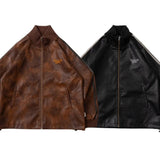 fake leather track jacket