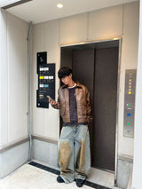 Fake leather flight jacket