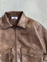 Fake leather flight jacket