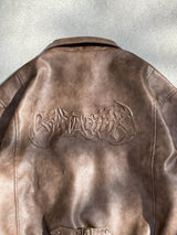 Fake leather flight jacket