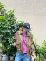 Fake leather flight jacket