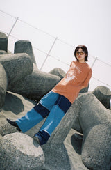 patchwork denim pants