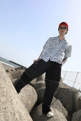 patchwork denim pants