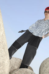 patchwork denim pants