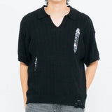 damege knit polo shirts