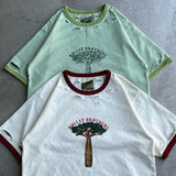 Distressed wash ringer T-shirt