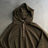 jersey loose henley hoodie