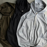 jersey loose henley hoodie