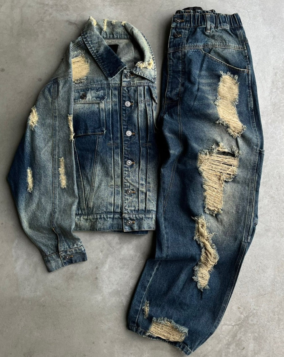 Damaged overdyed loose denim jacket(発送予定：2023年10月中旬) – YZ